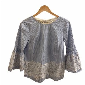 Crown & Ivy Striped Lace Blouse
